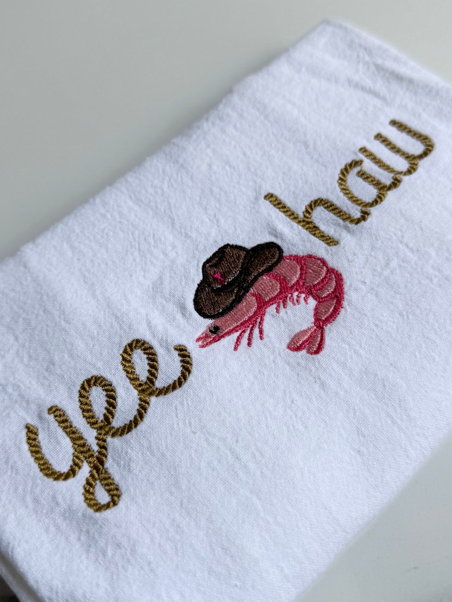 Yee Haw Shrimp Cowboy Dish Towel