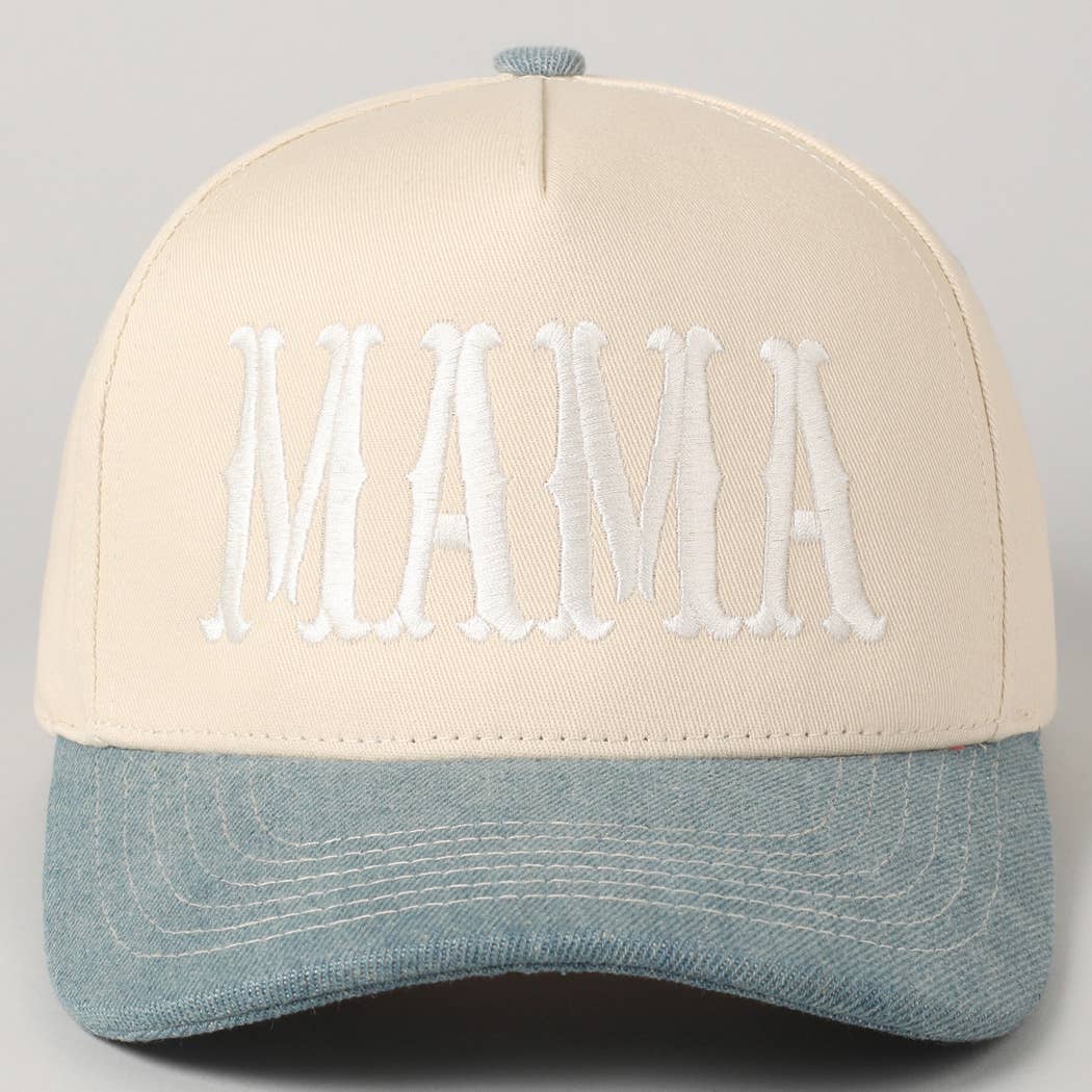 MAMA Typographic Design Embroidery Baseball Cap: Sage / ONE SIZE