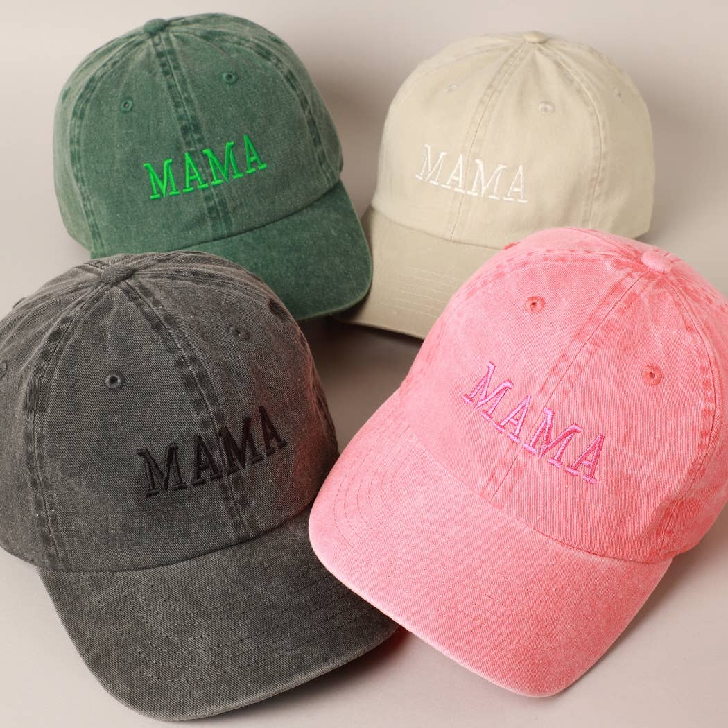 MAMA Embroidered Cotton Baseball Cap: SAND / ONE SIZE