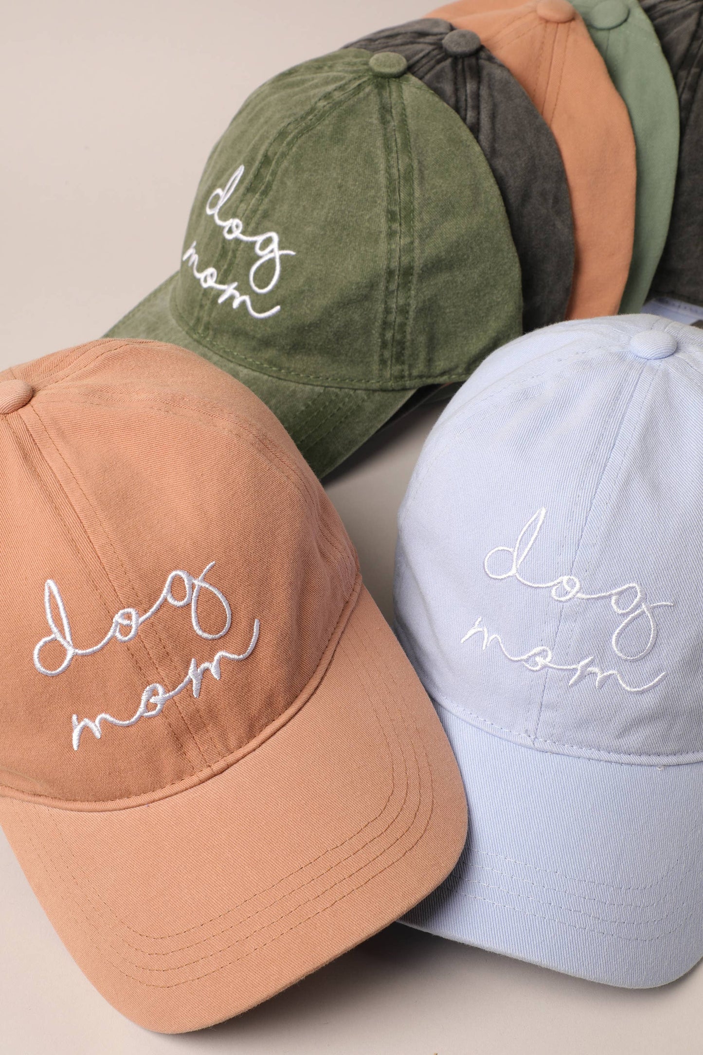 Dog Mom Lettering Embroidery Baseball Cap: LIGHT BLUE / One Size