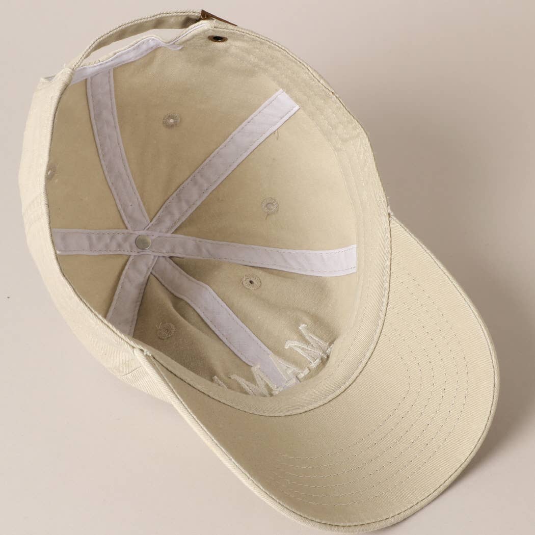 MAMA Embroidered Cotton Baseball Cap: SAND / ONE SIZE