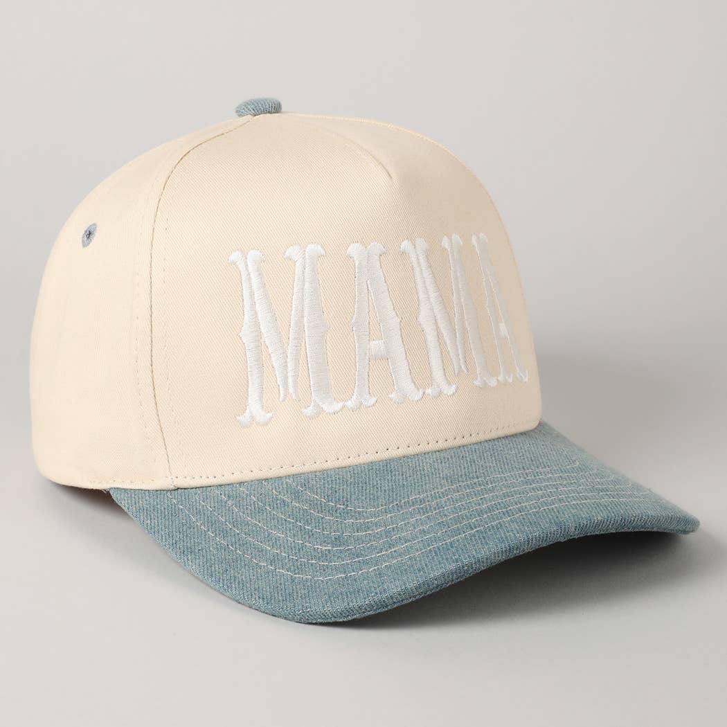MAMA Typographic Design Embroidery Baseball Cap: Sage / ONE SIZE
