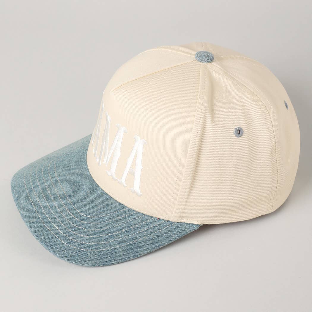 MAMA Typographic Design Embroidery Baseball Cap: Sage / ONE SIZE