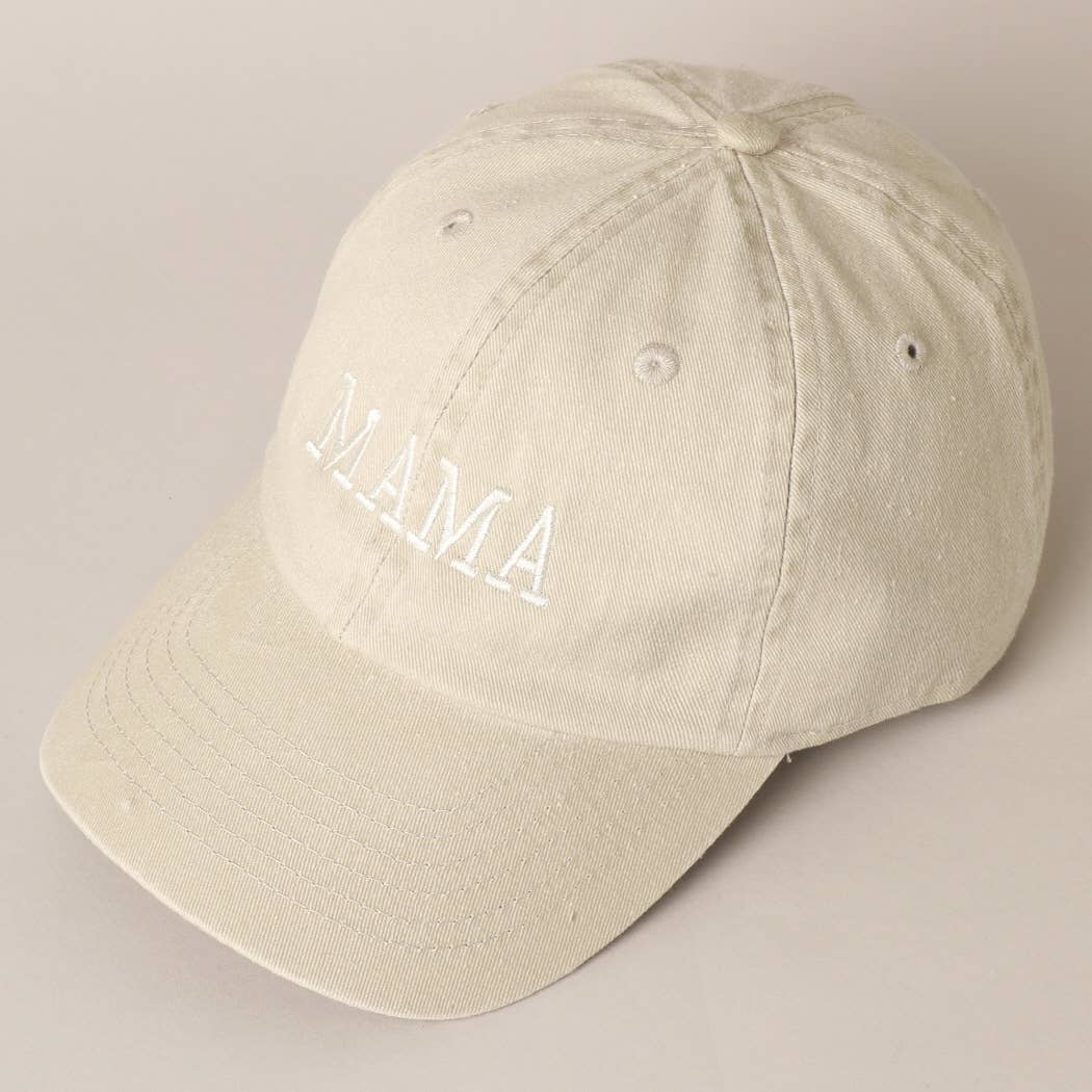 MAMA Embroidered Cotton Baseball Cap: SAND / ONE SIZE