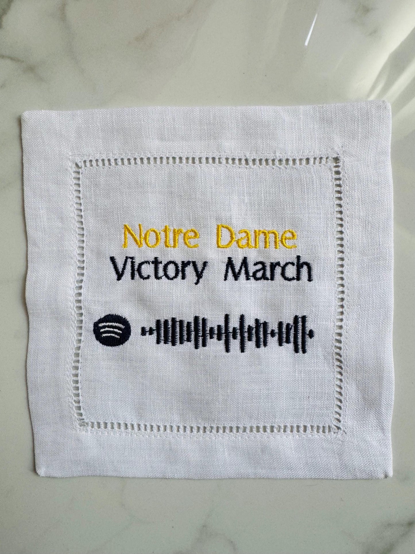 Notre Dame Themed Spotify Code Linen Cocktail Napkins (set of 4)