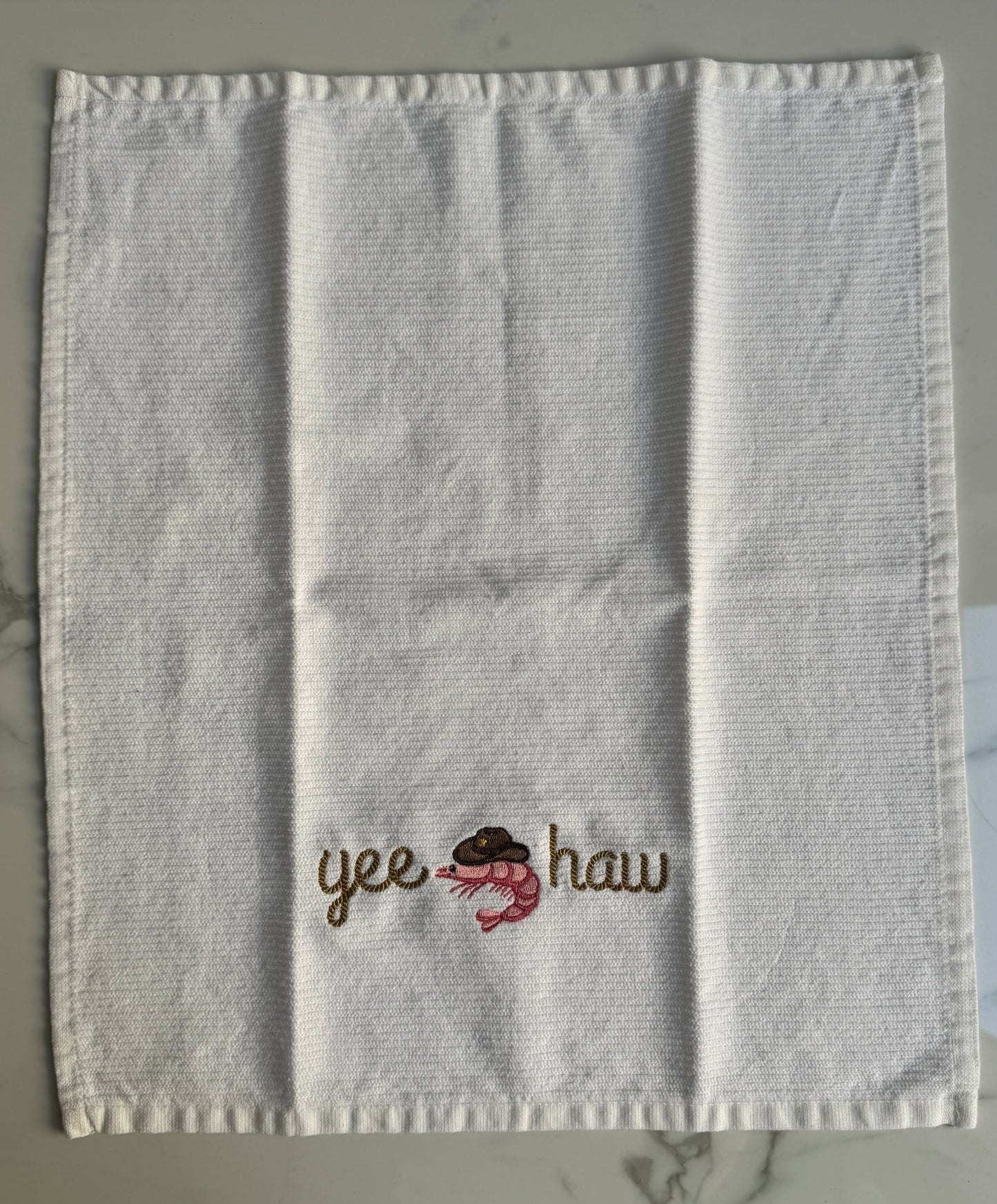 Yee Haw Shrimp Cowboy Dish Towel