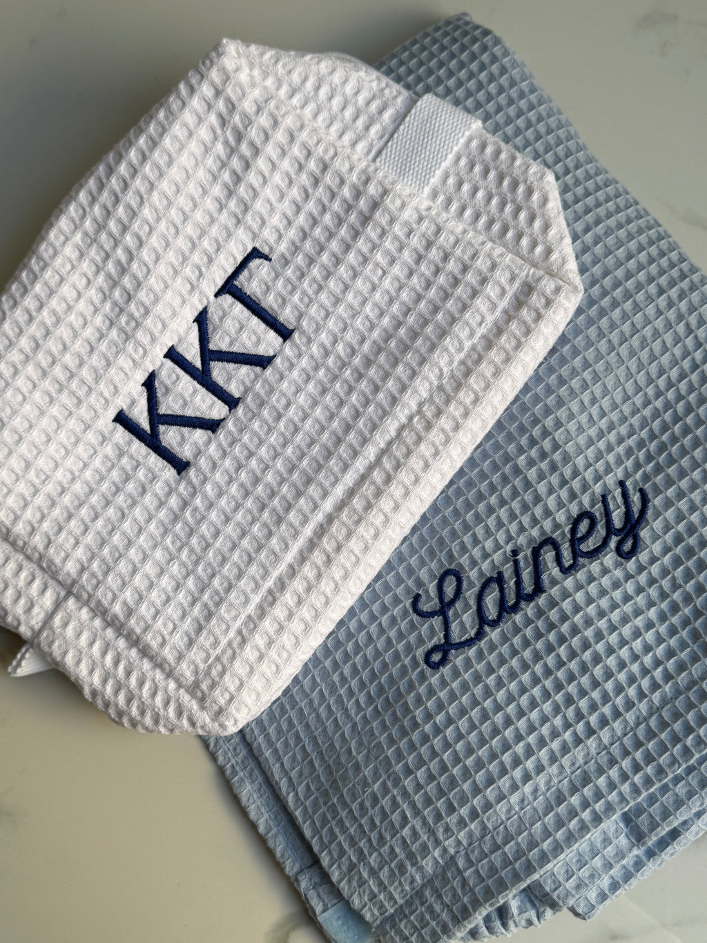 Cotton Waffle Towel Wrap in Baby Blue