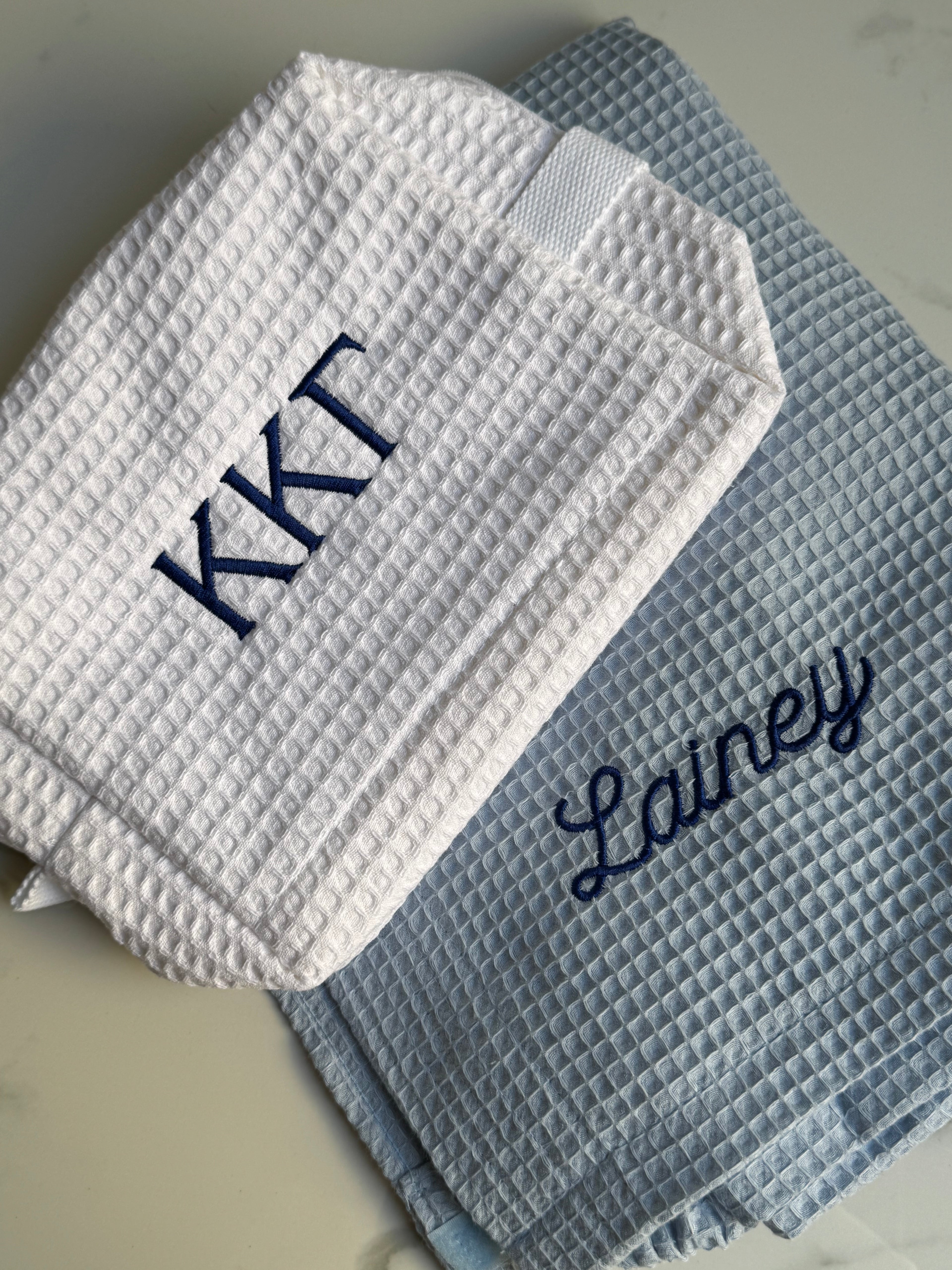 Cotton Waffle Towel Wrap in Baby Blue