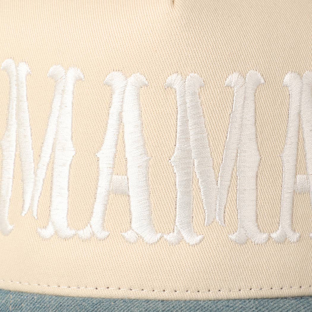MAMA Typographic Design Embroidery Baseball Cap: Sage / ONE SIZE
