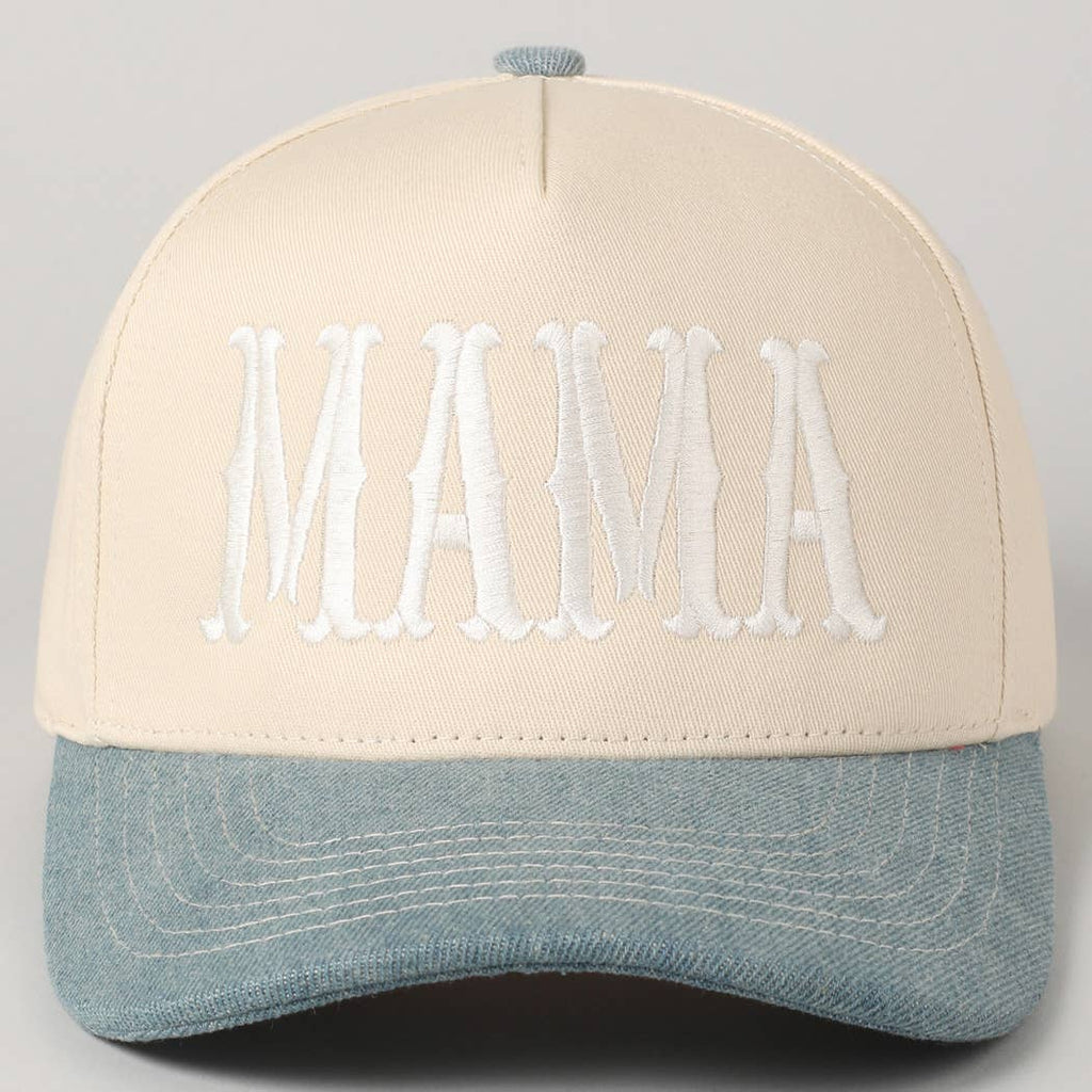 MAMA Typographic Design Embroidery Baseball Cap: Sage / ONE SIZE