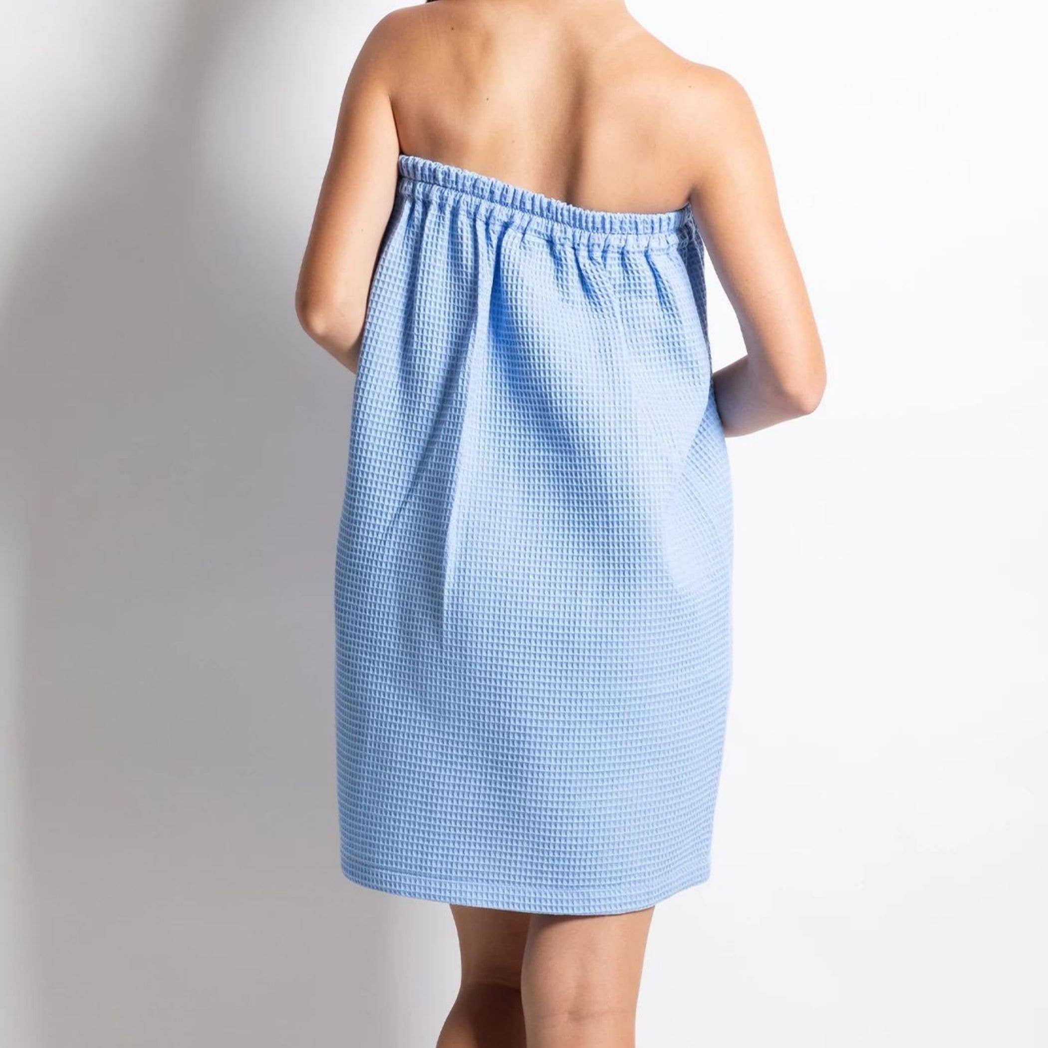 Cotton Waffle Towel Wrap in Baby Blue