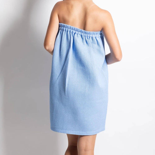 Cotton Waffle Towel Wrap in Baby Blue