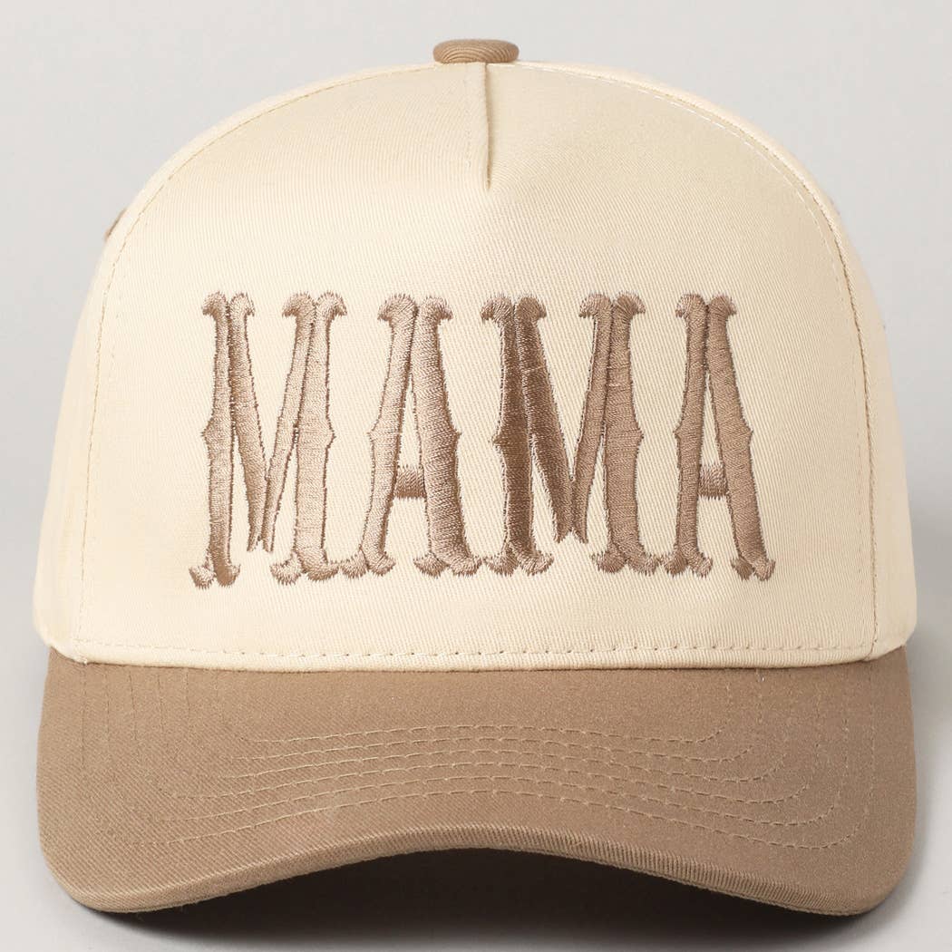 MAMA Typographic Design Embroidery Baseball Cap: Sage / ONE SIZE