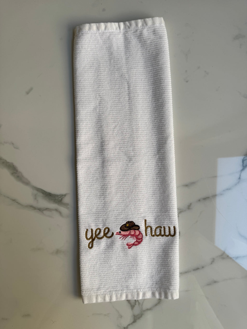 Yee Haw Shrimp Cowboy Dish Towel