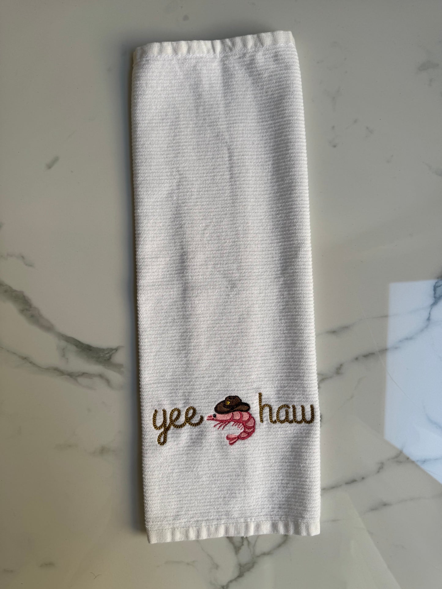 Yee Haw Shrimp Cowboy Dish Towel