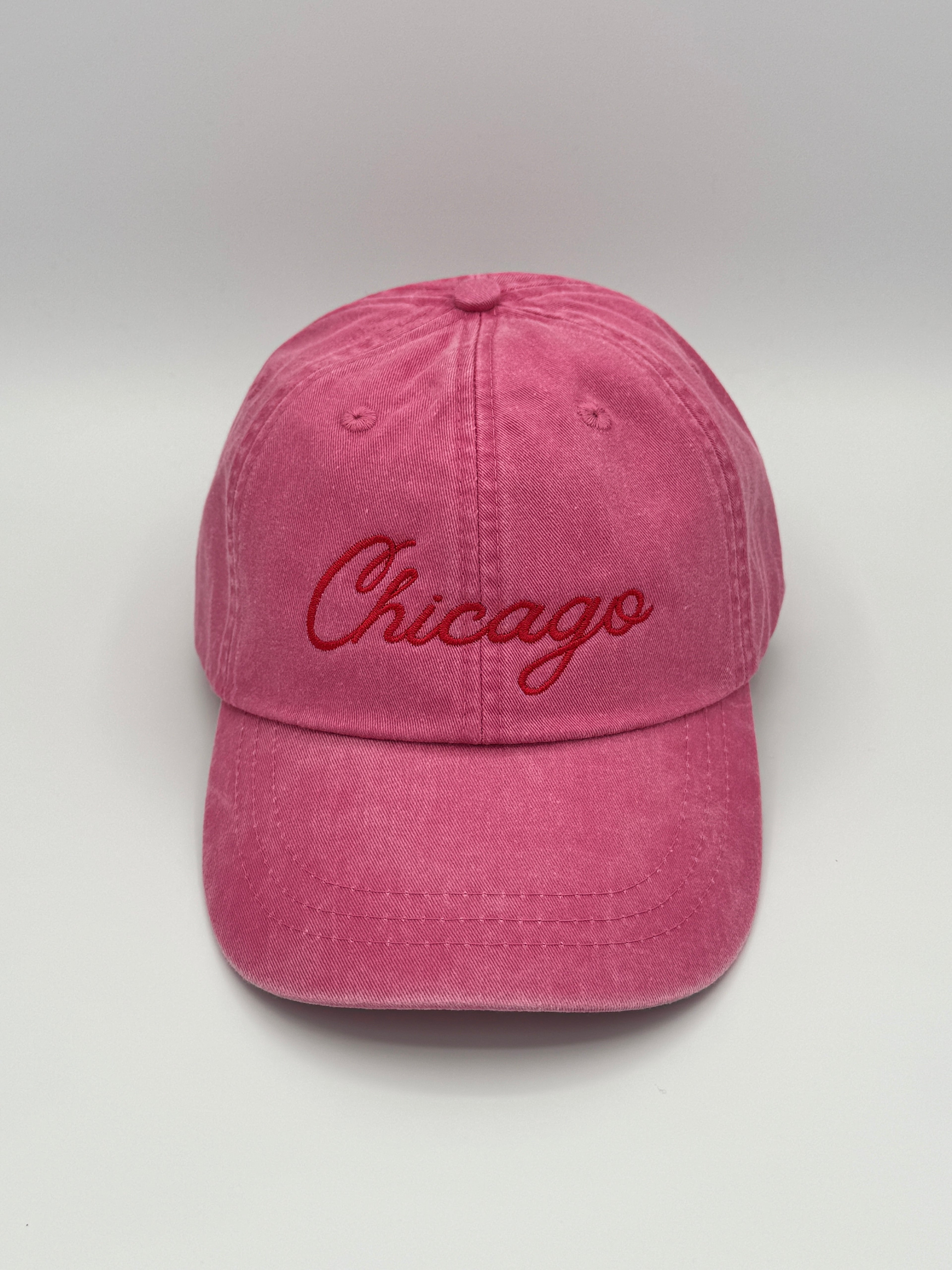 HH pink Chicago script hats