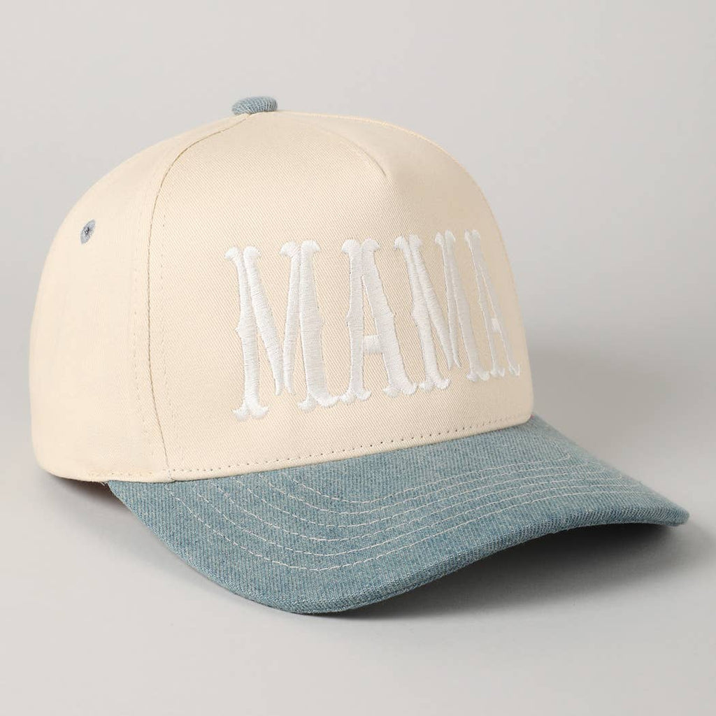 MAMA Typographic Design Embroidery Baseball Cap: Sage / ONE SIZE