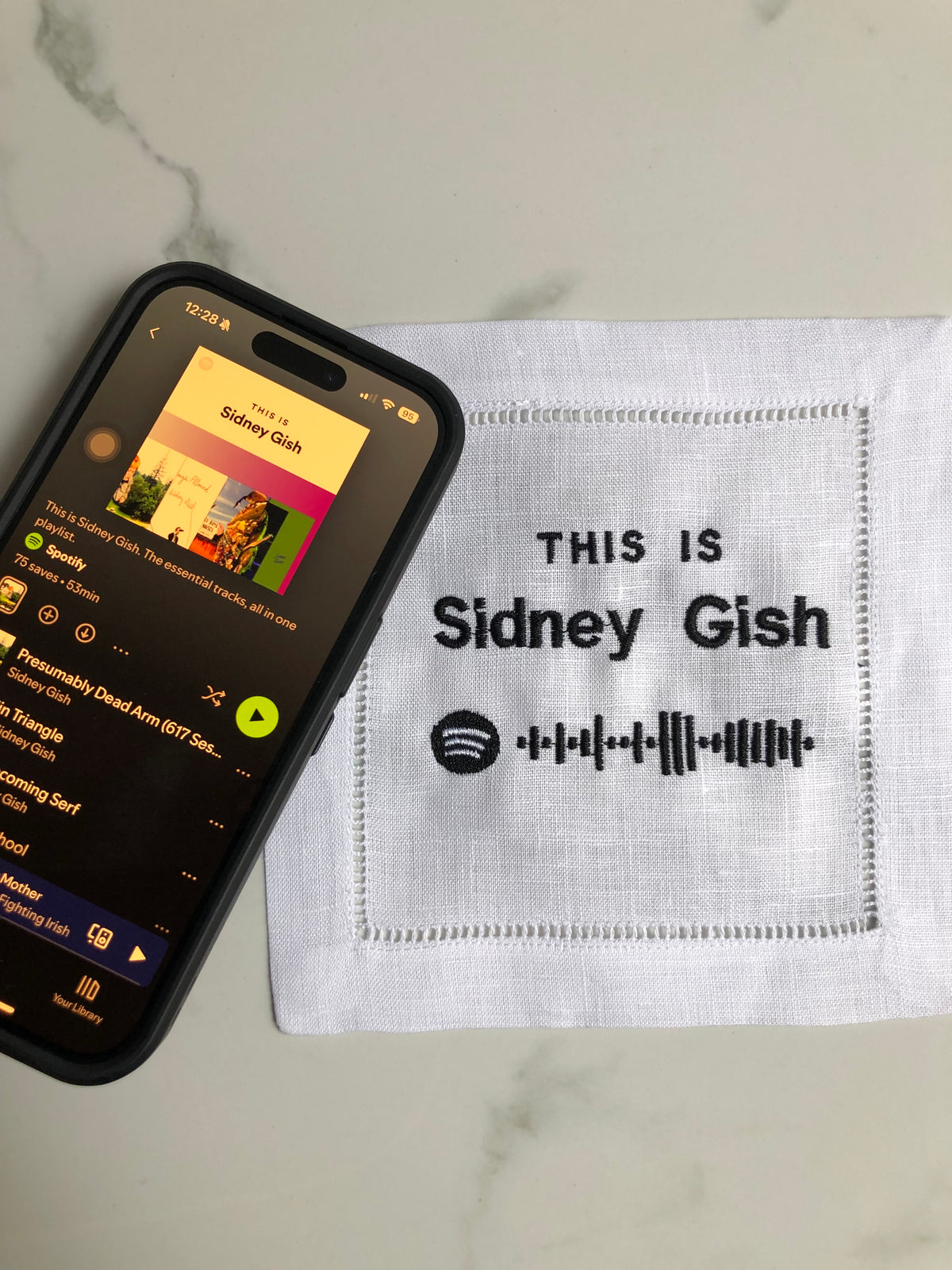 Custom Spotify Code Cocktail Napkin (Single with Title)