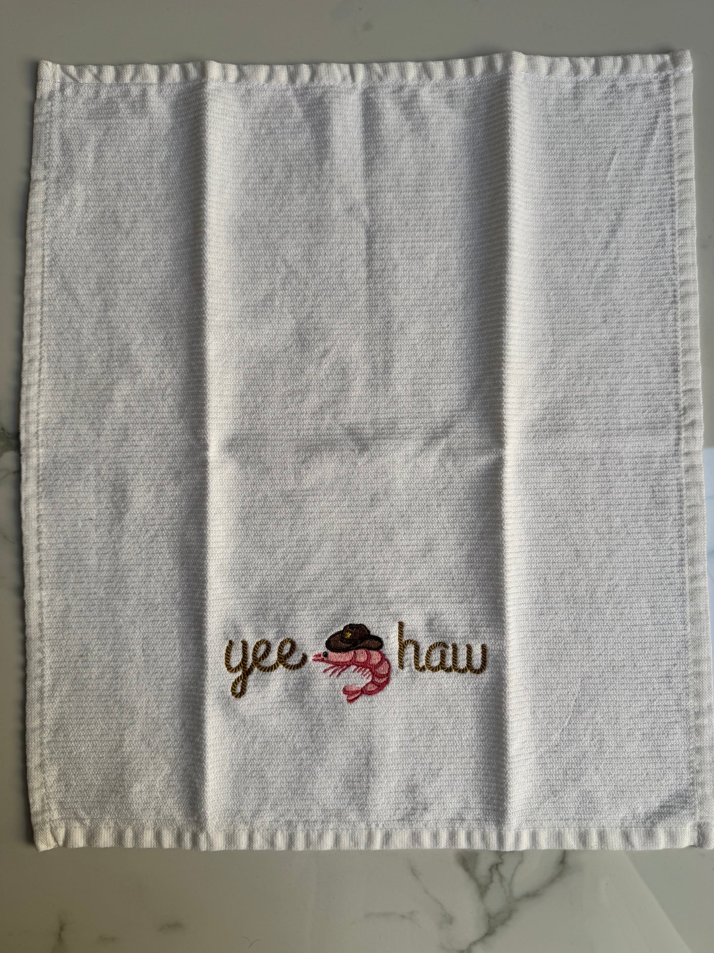 Yee Haw Shrimp Cowboy Dish Towel