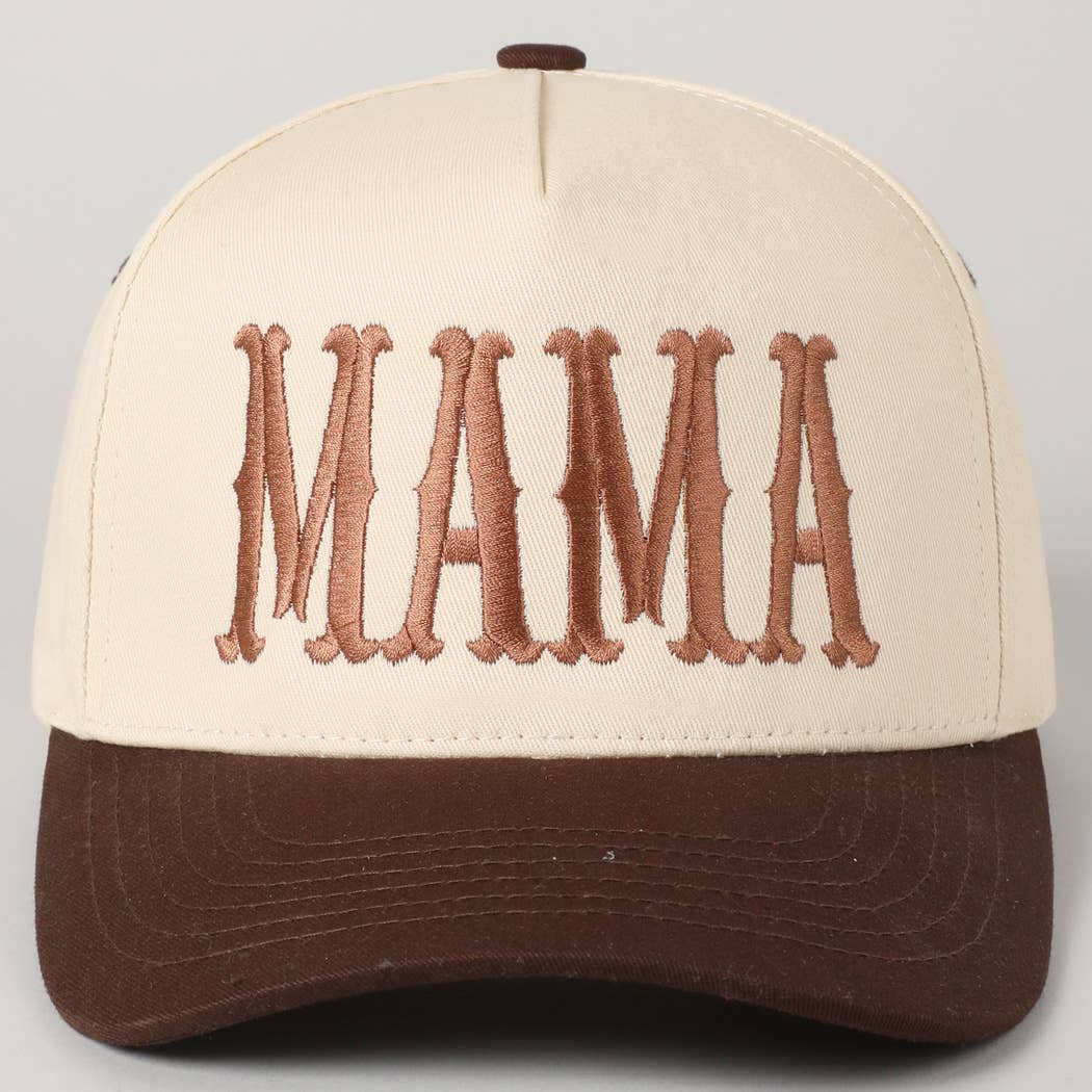 MAMA Typographic Design Embroidery Baseball Cap: Sage / ONE SIZE