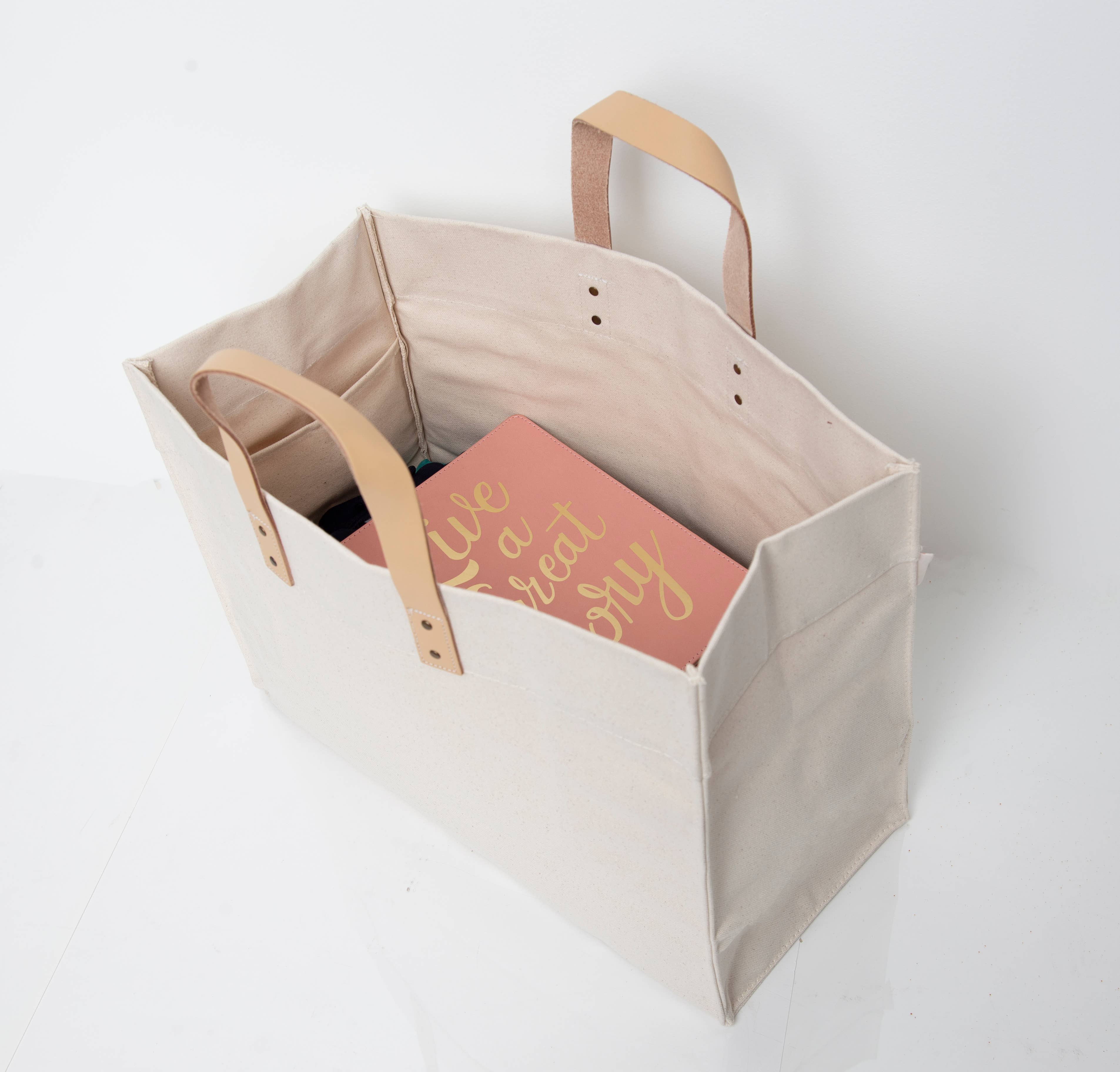 Natural Canvas Box Tote