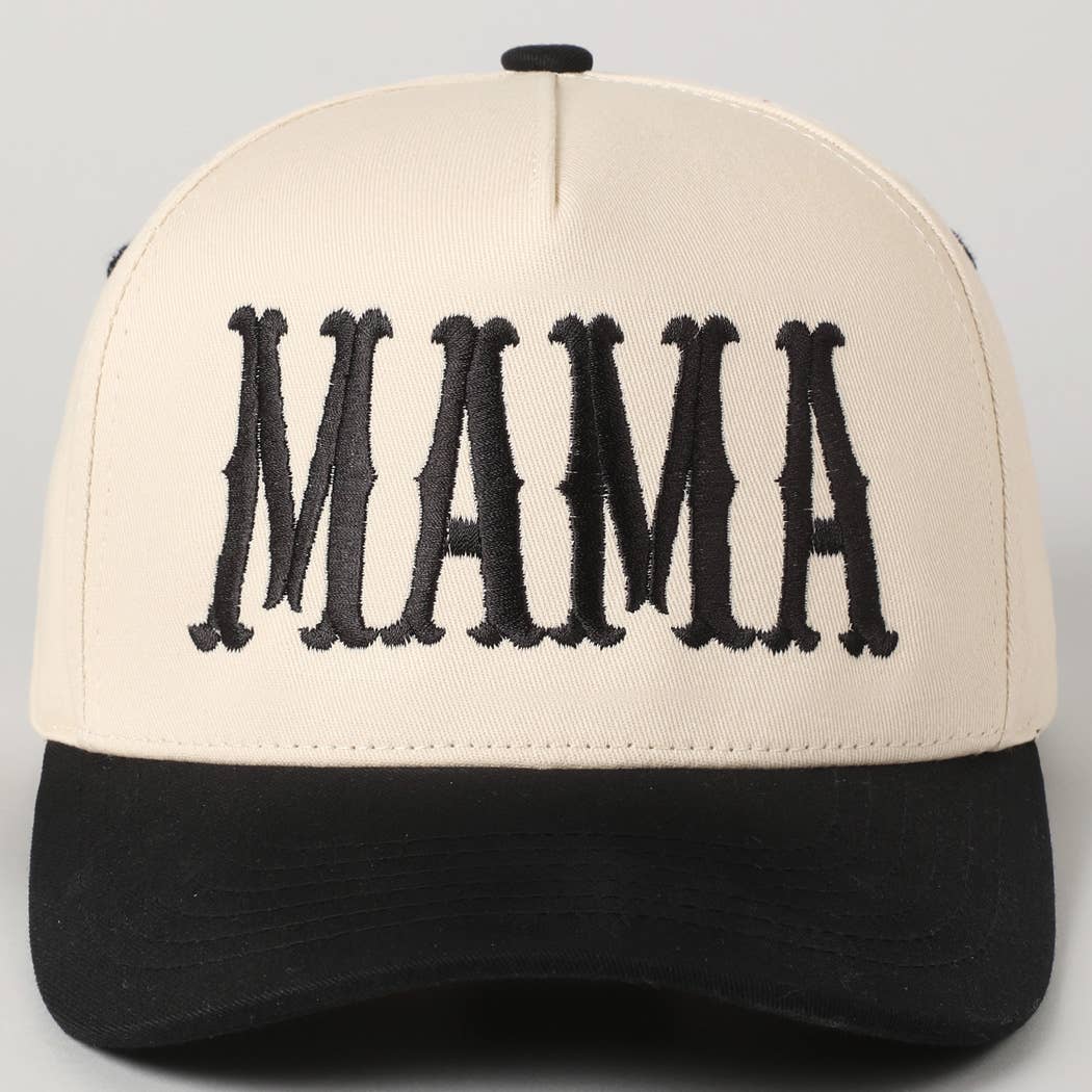 MAMA Typographic Design Embroidery Baseball Cap: Sage / ONE SIZE