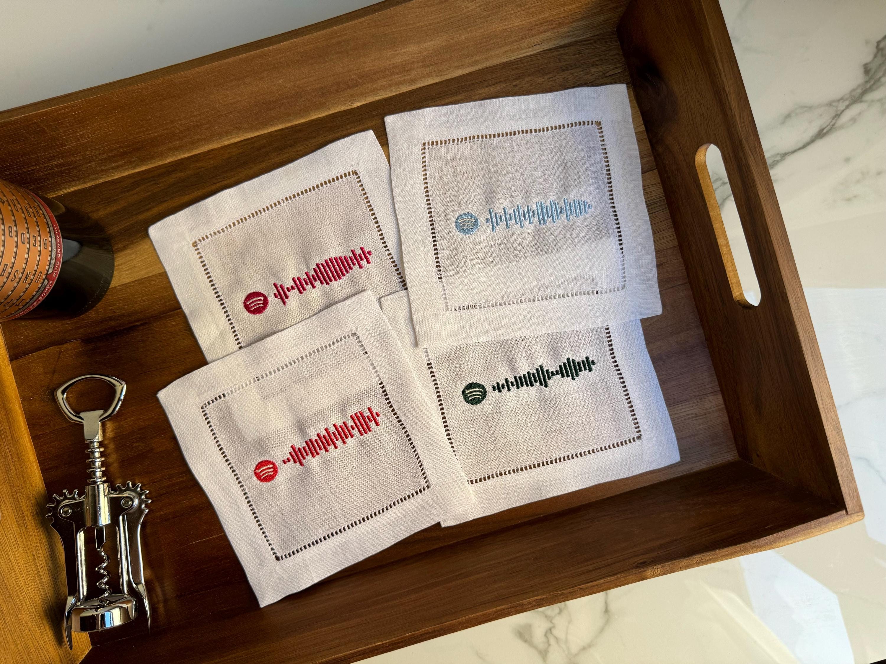 Custom Spotify Code Linen Cocktail Napkins (set of 4)