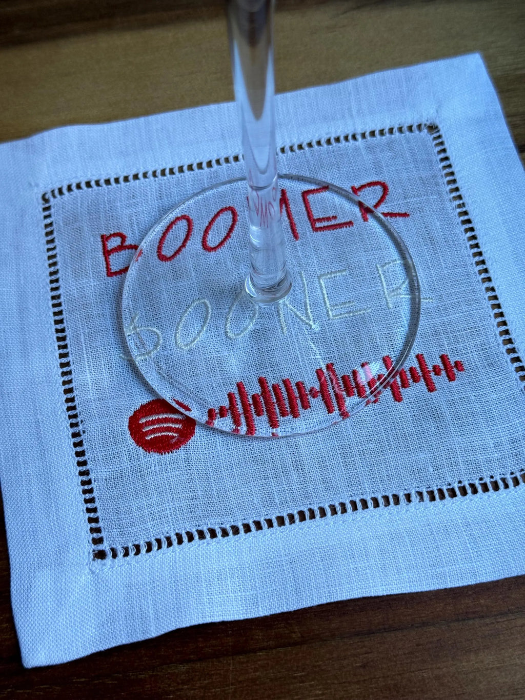 University of Oklahoma Football Themed Spotify Code Linen Cocktail Napkins (set of 4)