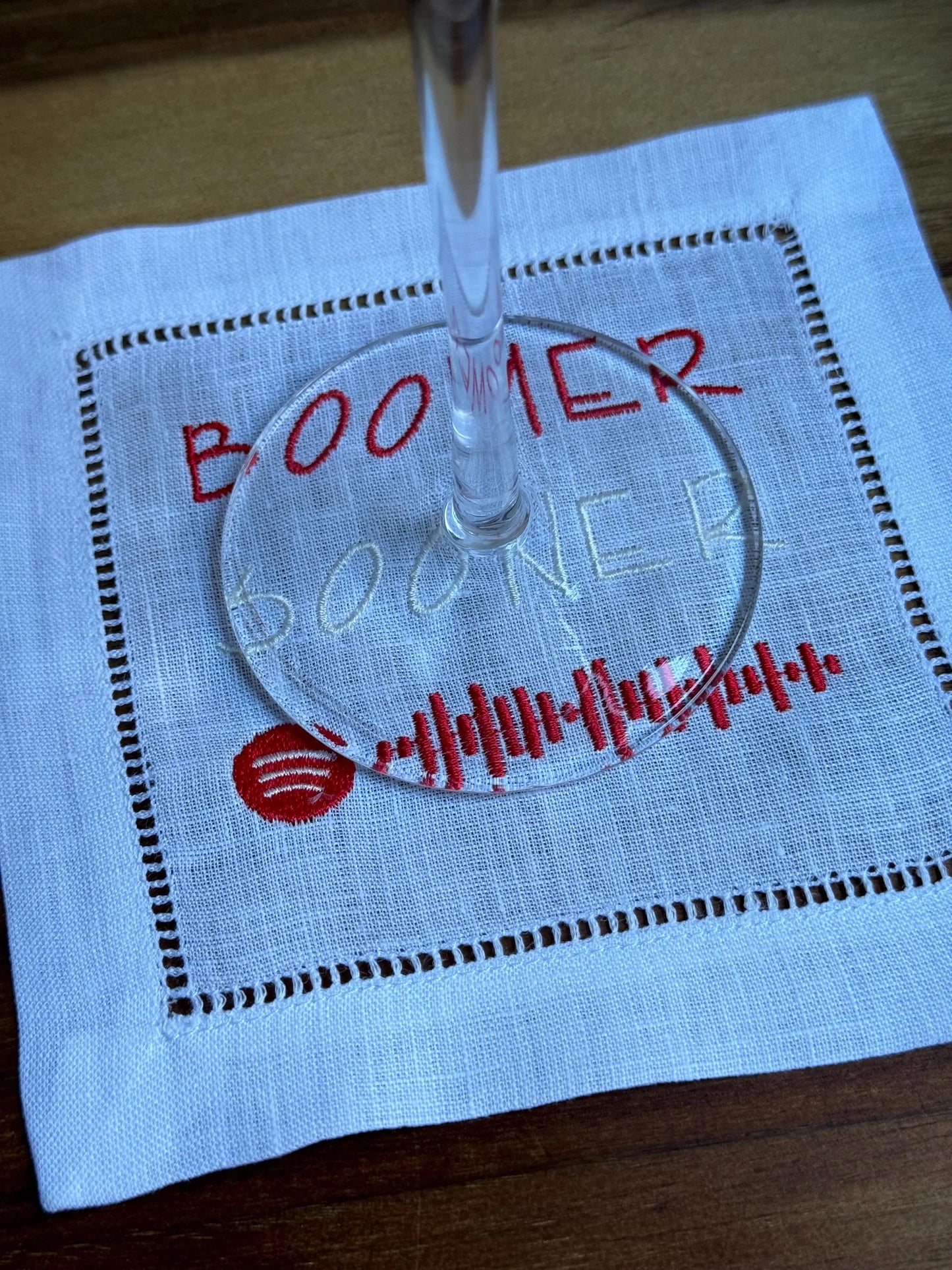 University of Oklahoma Football Themed Spotify Code Linen Cocktail Napkins (set of 4)
