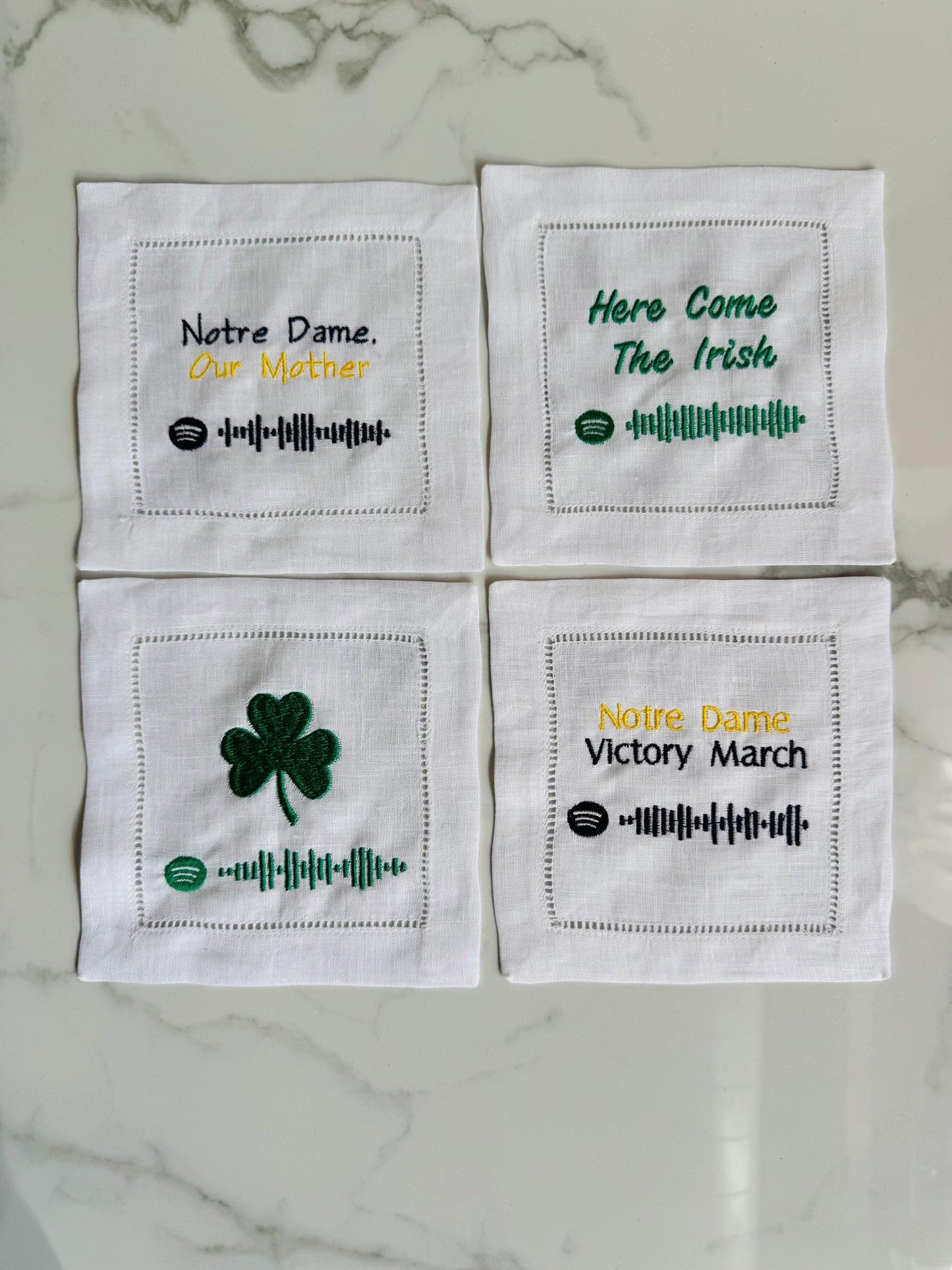 Notre Dame Themed Spotify Code Linen Cocktail Napkins (set of 4)