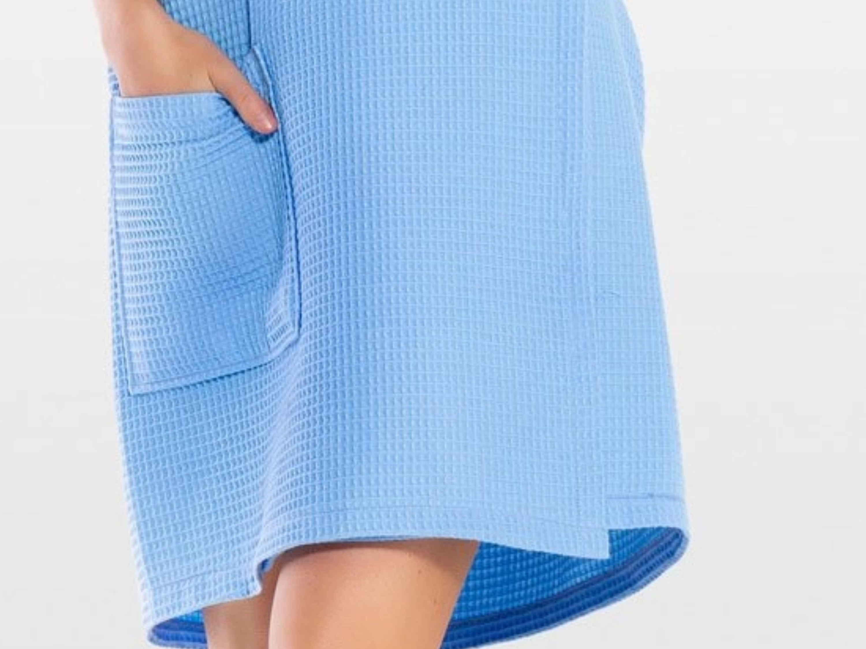 Cotton Waffle Towel Wrap in Baby Blue
